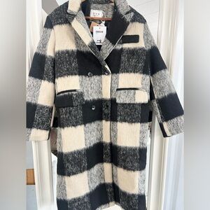 Black and white wool pea coat